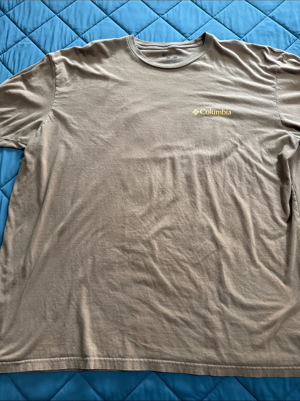 Columbia Short-Sleeve Crew Tee in Light Brown with Yellow Logo